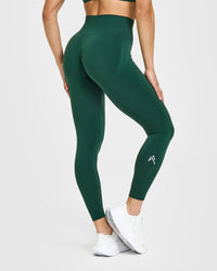 EffortlessLift™ Seamless Leggings with White Logo | Racing Green