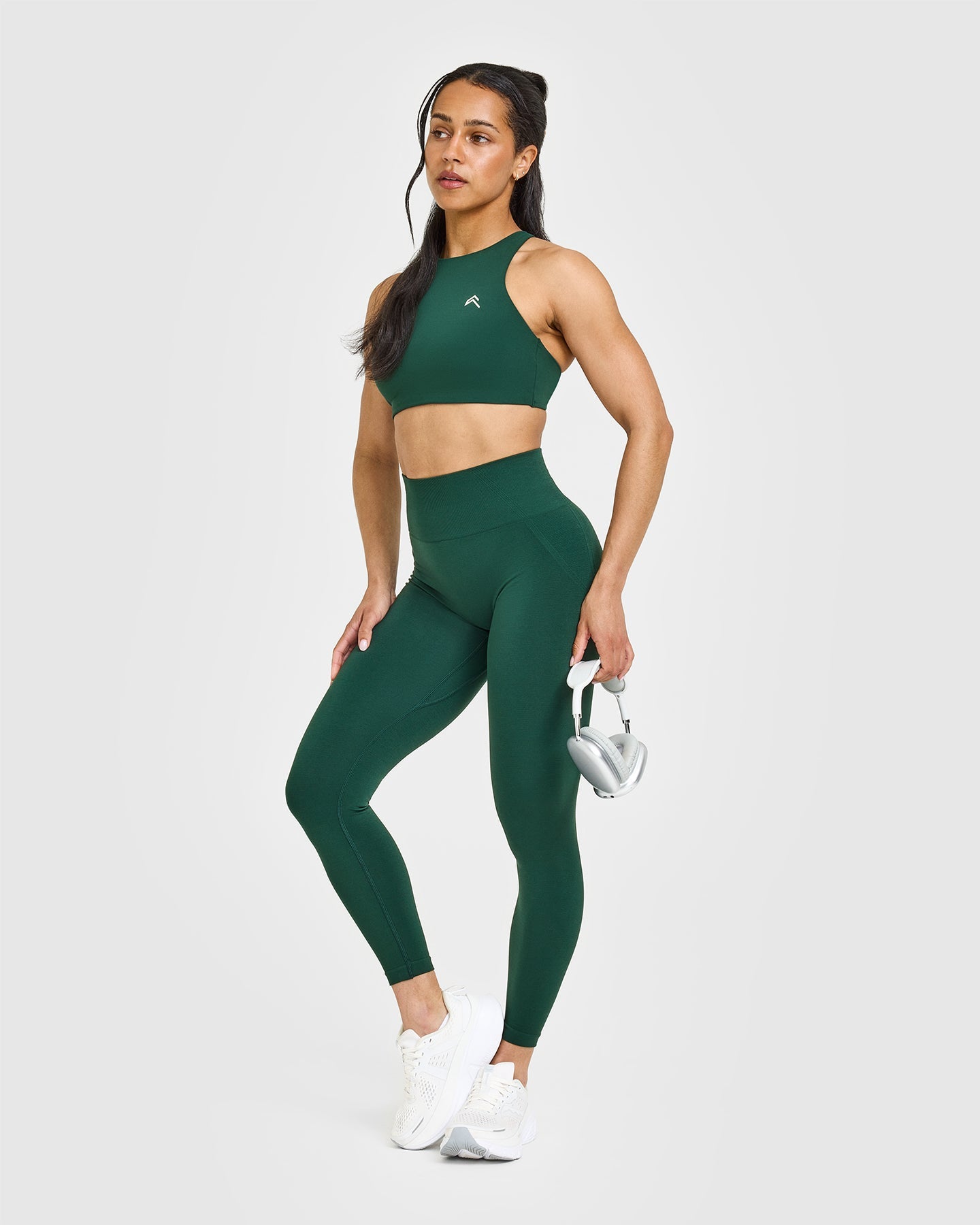 EffortlessLift™ Seamless Leggings with White Logo | Racing Green