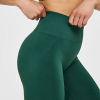 EffortlessLift™ Seamless Leggings with White Logo | Racing Green