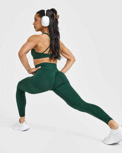 EffortlessLift™ Seamless Leggings with White Logo | Racing Green