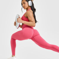 EffortlessLift™ Seamless Leggings with White Logo | Velvet Pink