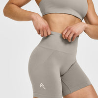 EffortlessLift™ Seamless Shorts with White Logo | Warm Sand
