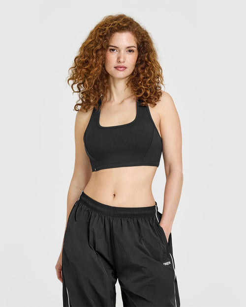 Oner Modal Mellow™ Rib Square Neck Bra | Soft Black