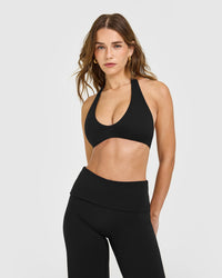 SoftMotion™ Minimal Halter Neck Bralette | Black