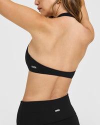 SoftMotion™ Minimal Halter Neck Bralette | Black