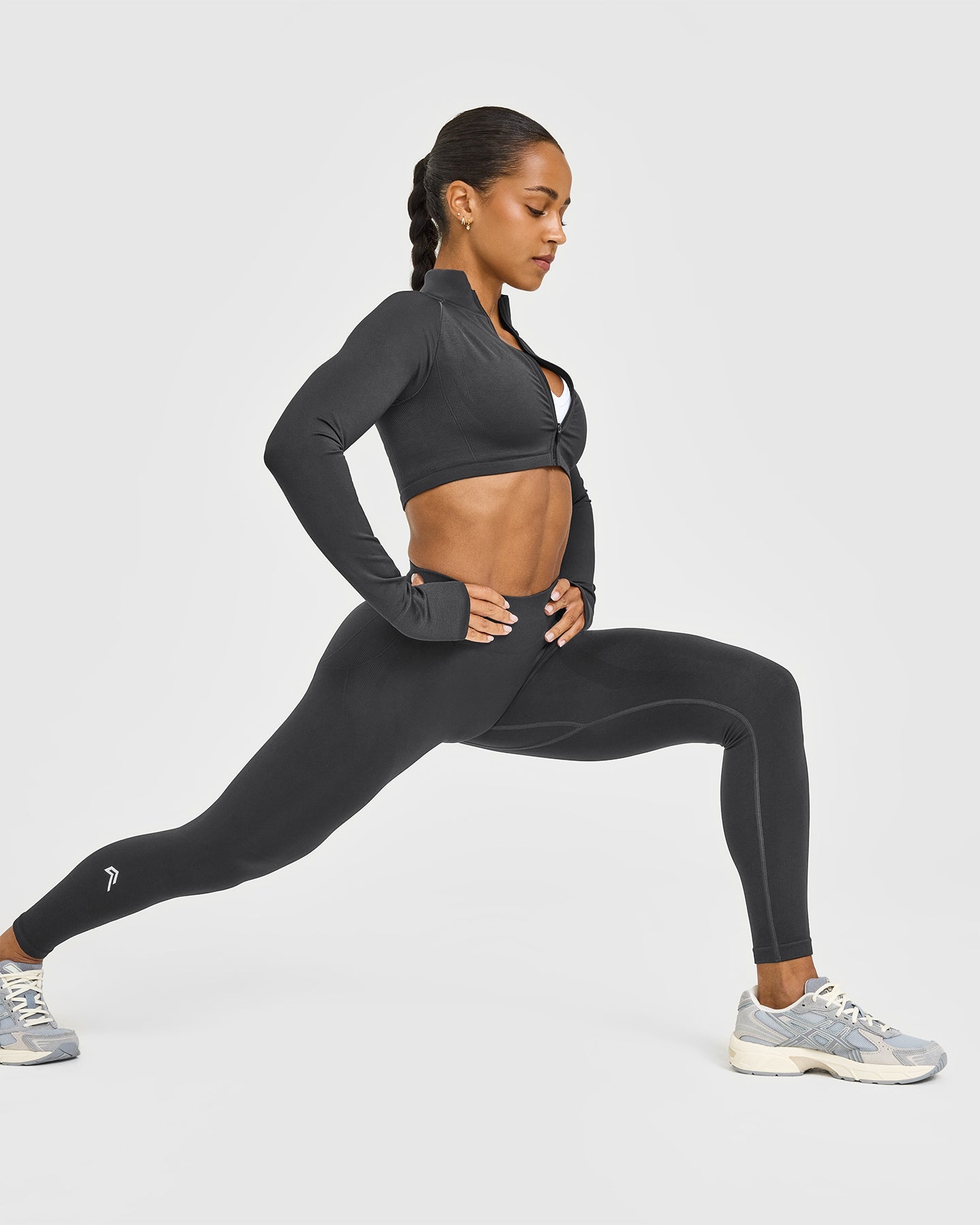 EnhanceLift™ Seamless Leggings with White Logo | Coal