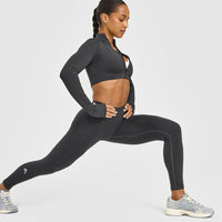 EnhanceLift™ Seamless Leggings with White Logo | Coal