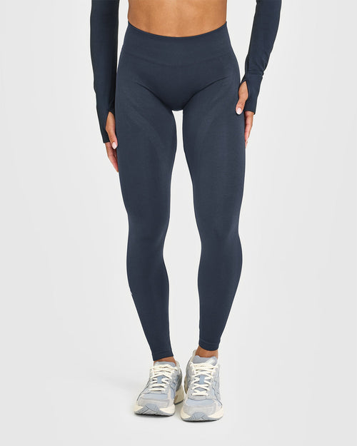 EnhanceLift™ Seamless Leggings with White Logo | True Blue