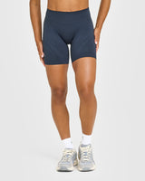 EnhanceLift™ Seamless Shorts with White Logo | True Blue