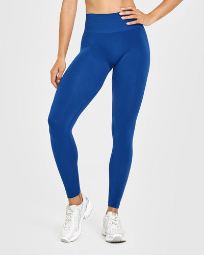 EffortlessLift™ Seamless Leggings with White Logo | Vintage Navy