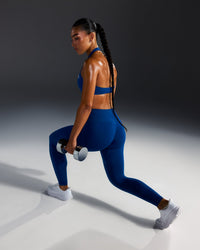 EffortlessLift™ Seamless Leggings with White Logo | Vintage Navy