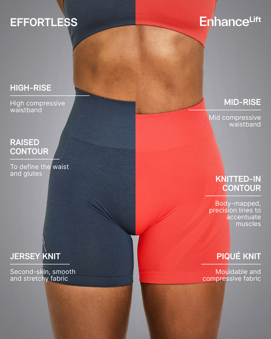 EnhanceLift™ Seamless Shorts with White Logo | Coal