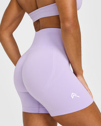 Effortless Seamless Shorts with White Logo | Lavender Purple