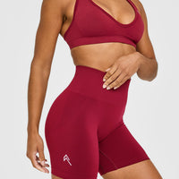 EffortlessLift™ Seamless Shorts with White Logo | Claret Red