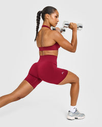 EffortlessLift™ Seamless Shorts with White Logo | Claret Red