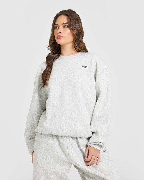 Oner Modal Foundations Crew Neck Sweatshirt | Light Grey Marl