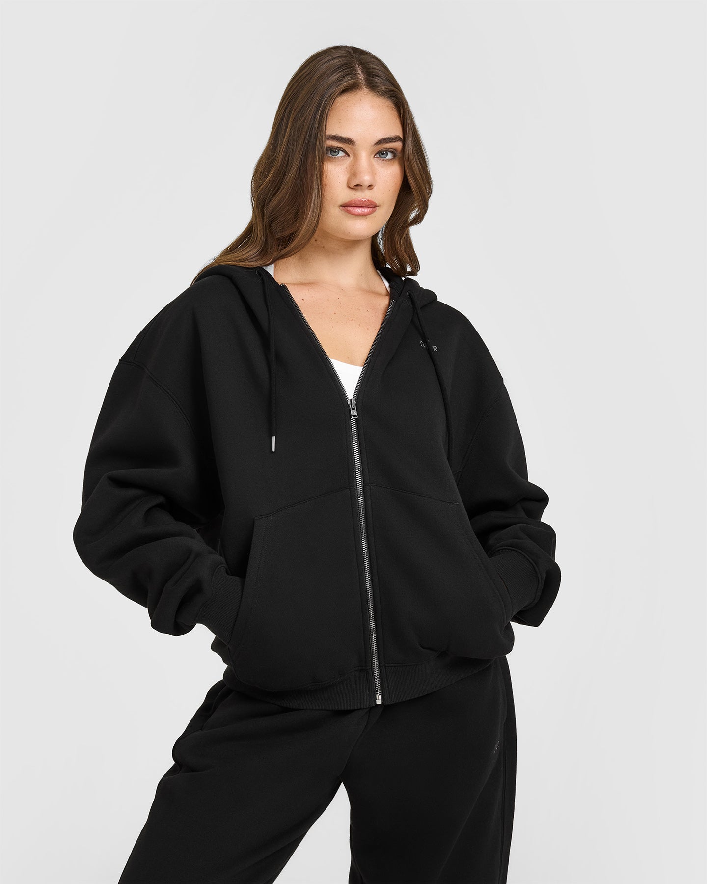 Foundations Zip Through Hoodie | Black