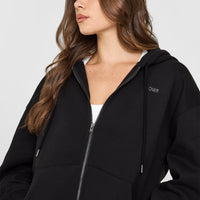 Foundations Zip Through Hoodie | Black
