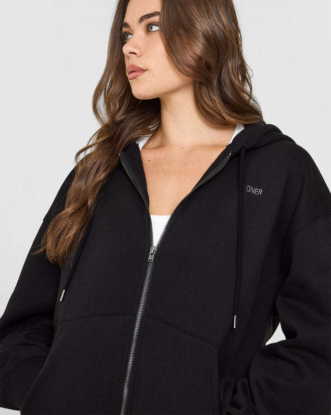 Foundations Zip Through Hoodie | Black