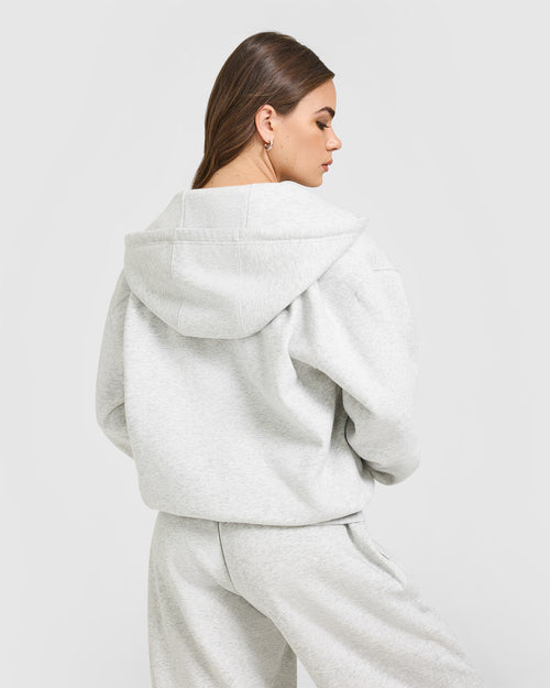 Foundations Zip Through Hoodie | Light Grey Marl