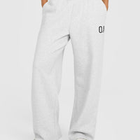 Foundations Oversized Oner Girlfriend Straight Leg Joggers | Light Grey Marl