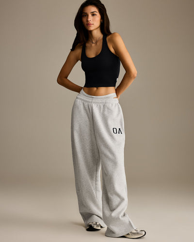 Foundations Oversized Oner Girlfriend Straight Leg Joggers | Light Grey Marl