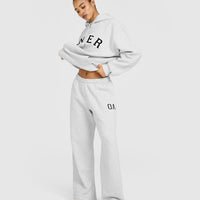 Foundations Oversized Oner Girlfriend Straight Leg Joggers | Light Grey Marl
