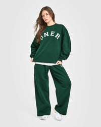 Foundations Oversized Oner Girlfriend Straight Leg Joggers | Racing Green