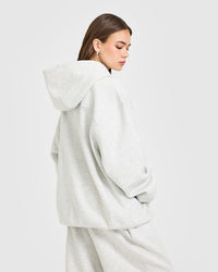 Foundations Oversized Oner Girlfriend Hoodie | Light Grey Marl