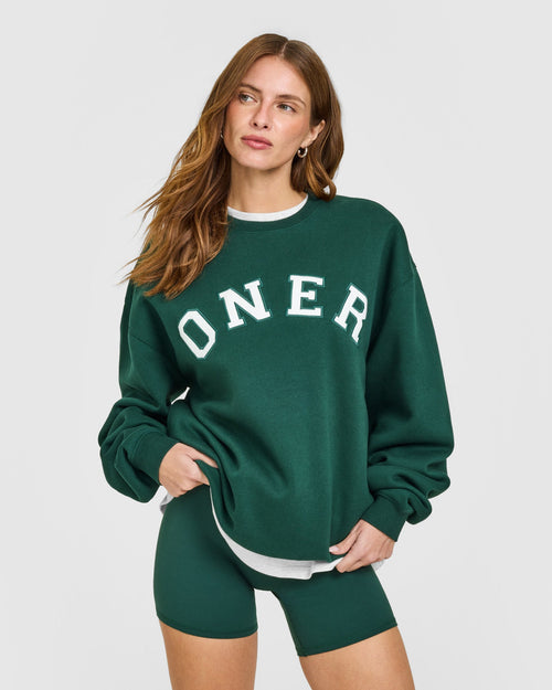 Oner Modal Foundations Oversized Oner Girlfriend Sweatshirt | Racing Green