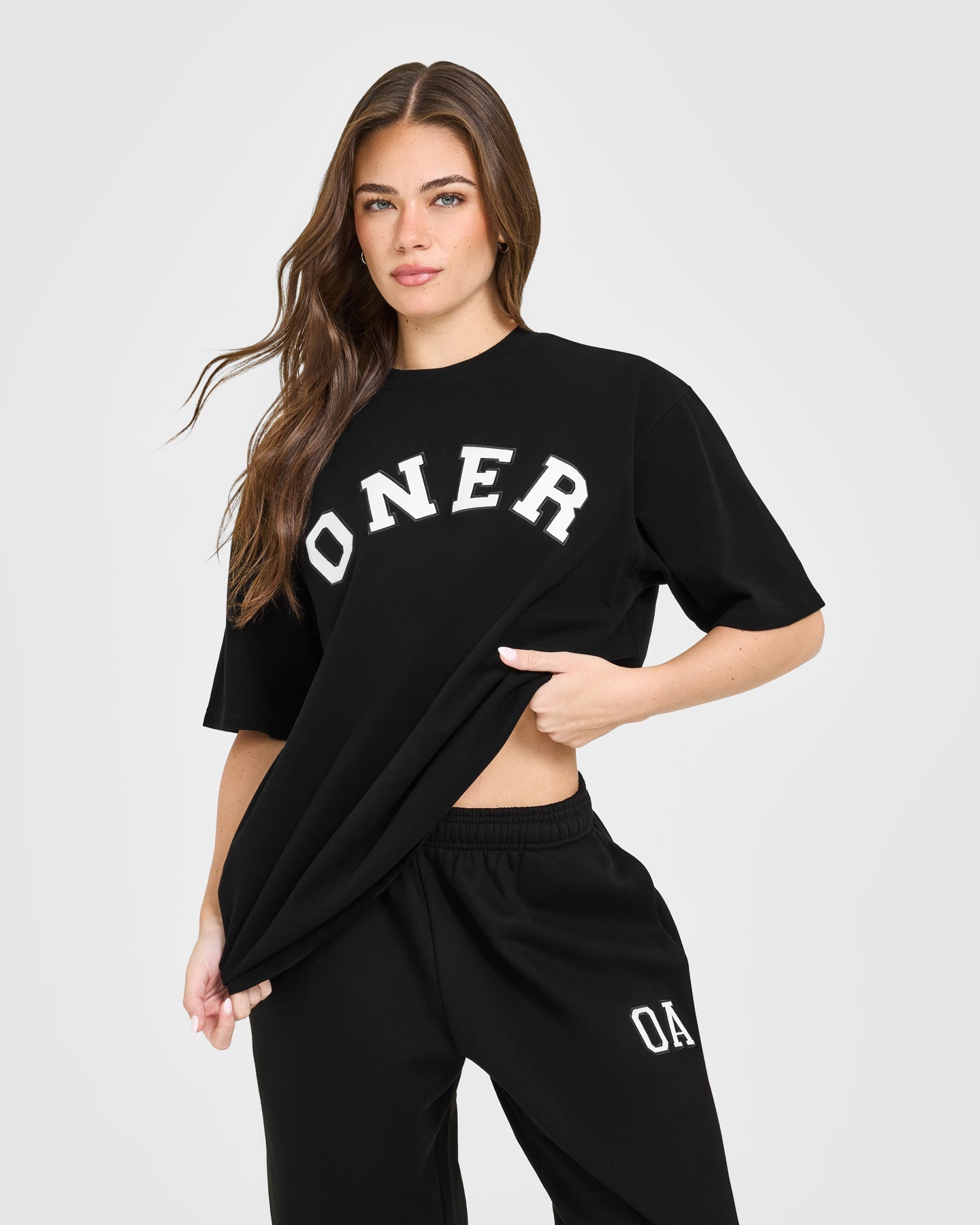 Oversized Oner Girlfriend Washed T-Shirt | Black