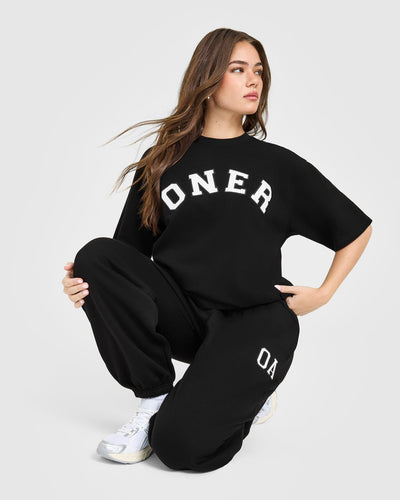 Oversized Oner Girlfriend Washed T-Shirt | Black