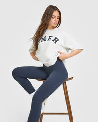 Oversized Oner Girlfriend Washed T-Shirt | Light Grey Marl