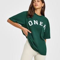 Oversized Oner Girlfriend Washed T-Shirt | Racing Green