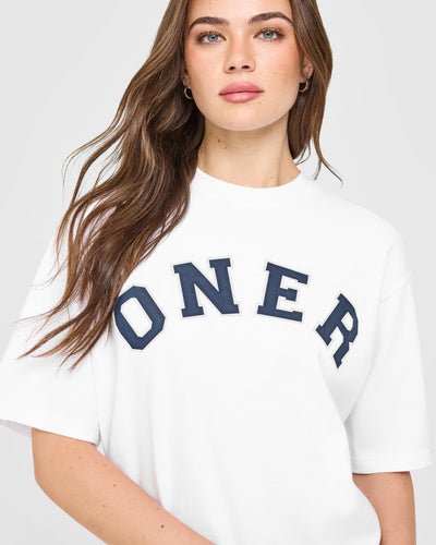 Oversized Oner Girlfriend Washed T-Shirt | White
