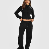 Jersey Tracksuit Straight Leg Joggers | Black