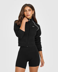 Jersey Tracksuit Zip Through Jacket | Black