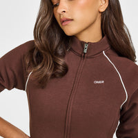 Jersey Tracksuit Zip Through Jacket | Espresso Brown