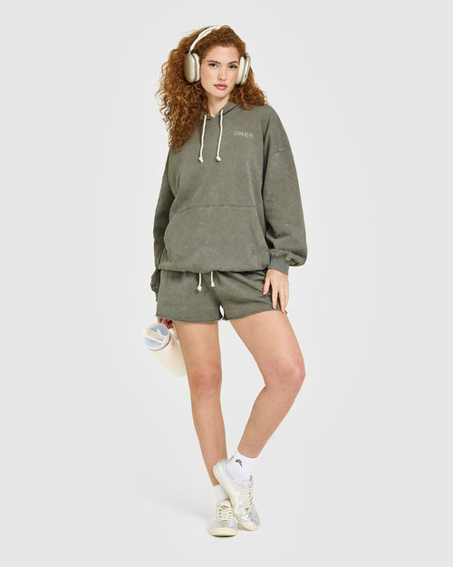Raw Lounge Oversized Hoodie | Washed Alpine Green