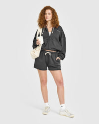 Raw Lounge Oversized Zip Hoodie | Washed Black