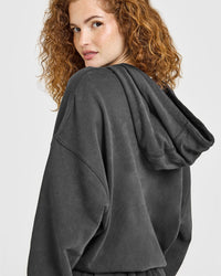 Raw Lounge Oversized Zip Hoodie | Washed Black