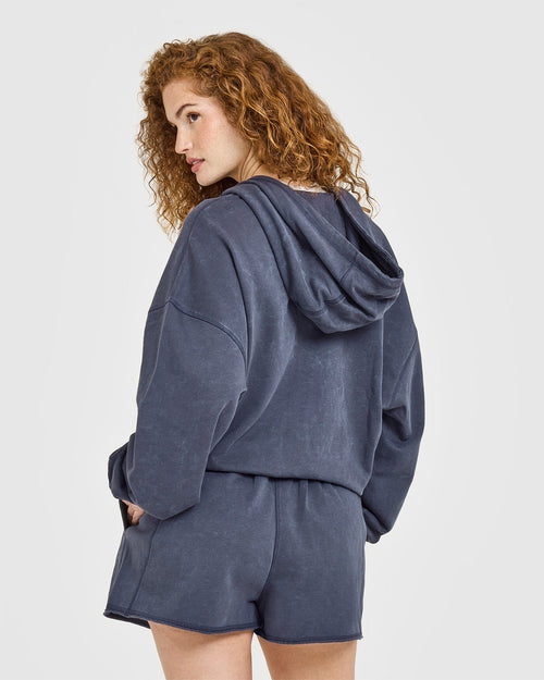 Raw Lounge Oversized Zip Hoodie | Washed True Blue