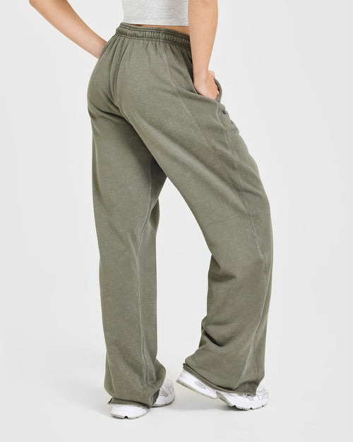 Raw Lounge Wide Leg Joggers | Washed Alpine Green