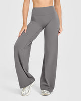 SoftMotion™ Straight Leg Bottoms with White Logo | Ash Grey