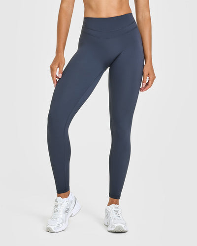UnifiedMove High Waisted Leggings White Logo | True Blue