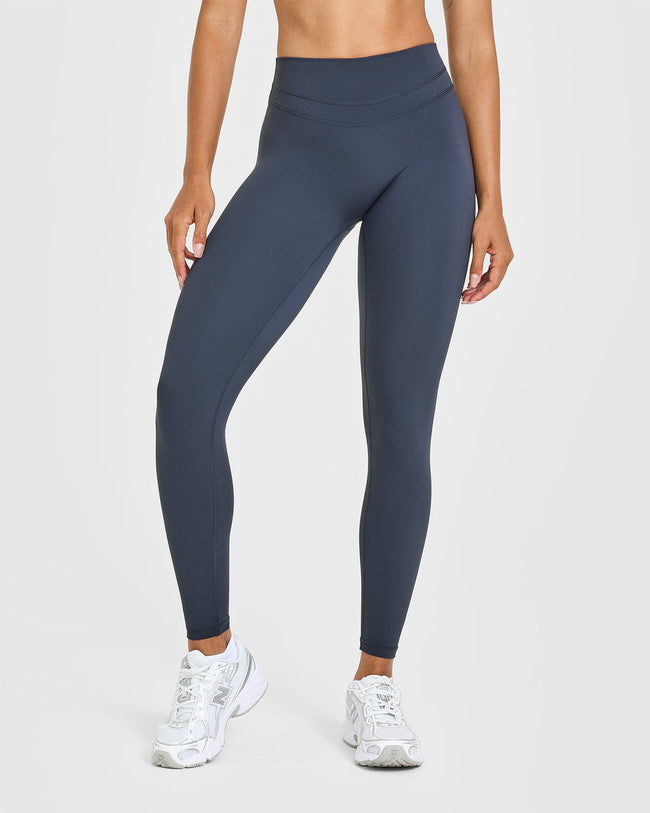 UnifiedMove High Waisted Leggings White Logo | True Blue