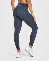 UnifiedMove High Waisted Leggings White Logo | True Blue