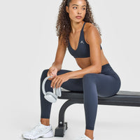 UnifiedMove High Waisted Leggings White Logo | True Blue