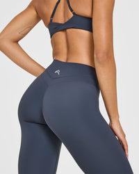 UnifiedMove High Waisted Leggings White Logo | True Blue