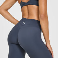 UnifiedMove High Waisted Leggings White Logo | True Blue